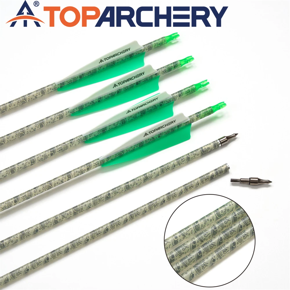 6/12/24 Uds 32 pulgadas tiro con arco flechas de carbono ID 6,2mm columna vertebral 500 flecha de caza para arco recurvo/arco compuesto deportes de caza al aire libre