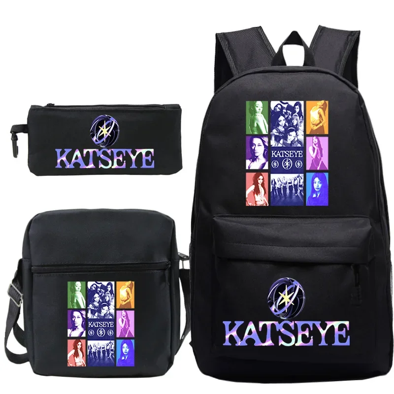 3-個グループ-katseye-バックパックショルダーバッグ鉛筆バッグセット学生屋外旅行ナップザック少年少女スクールバッグ子供-mochila