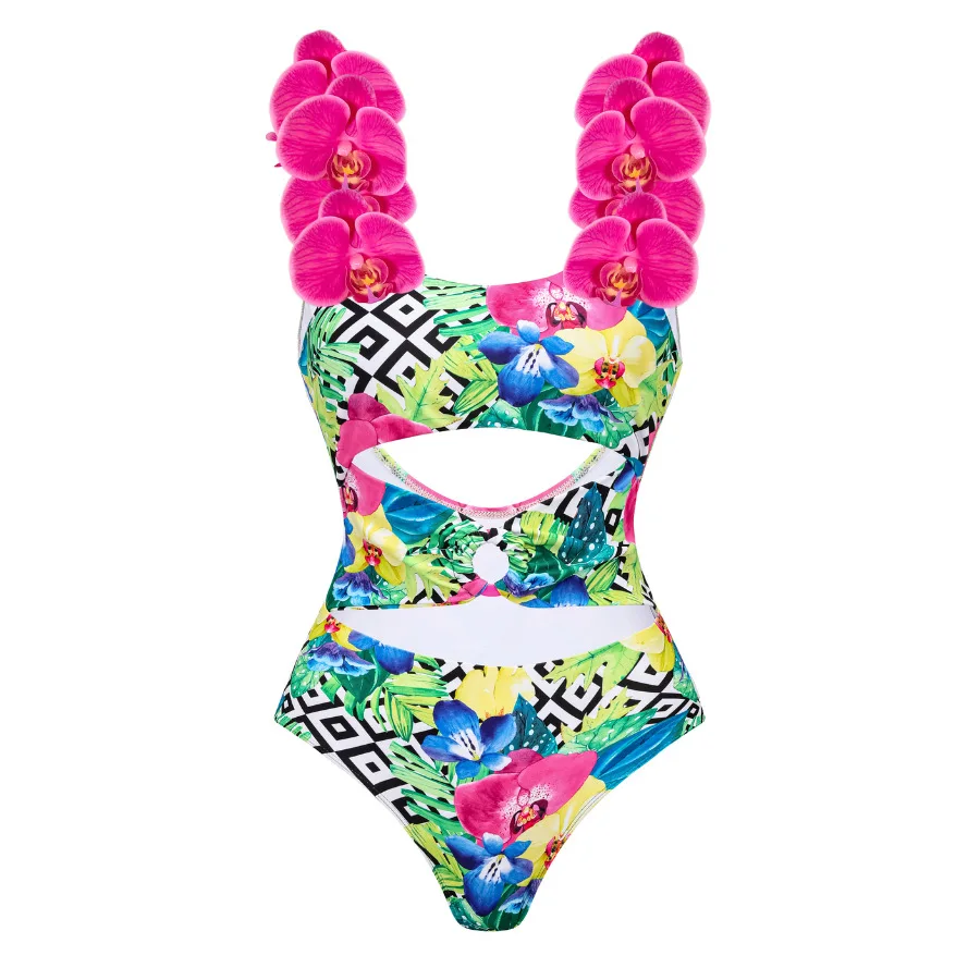 CPUTAN-Maillot de bain une pièce à fleurs pour femmes, avec couverture, monokini de luxe, pour batterie, ensemble bikini, vêtements de plage, 2025