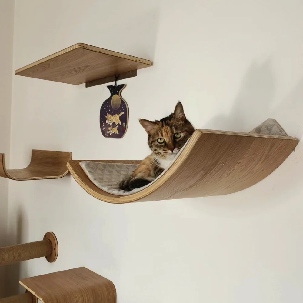 

Wall Mounted Cat Climbing Shelves Cat Tree Sisal Scratching Post Wooden Cat Perch House Kitten Claw Grinding Toys Accessories