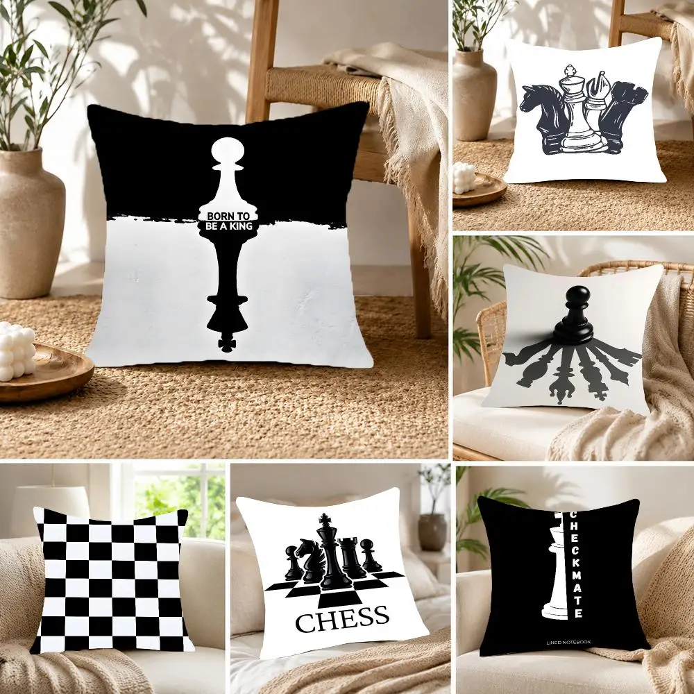 Game Board Chess Cushion Cover Fluffy velvet Nordic style plush Living room sofa decorative