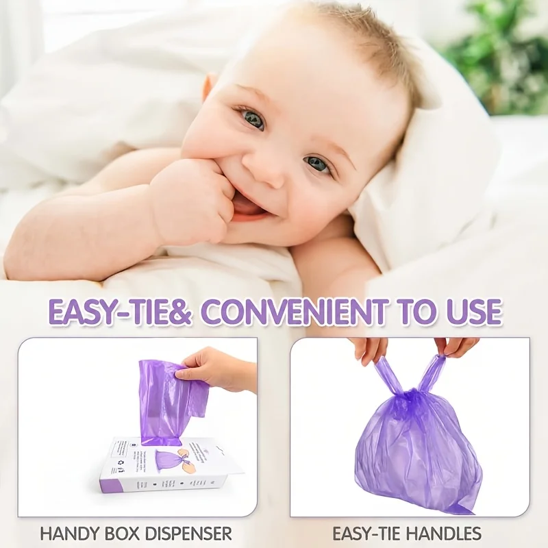 100-Pack Diaper Disposal Bags, Portable Disposable Diaper Wet Waste Bags, Scented Diaper Collection Bags, Vest-Style Baby Diaper Bags view 3