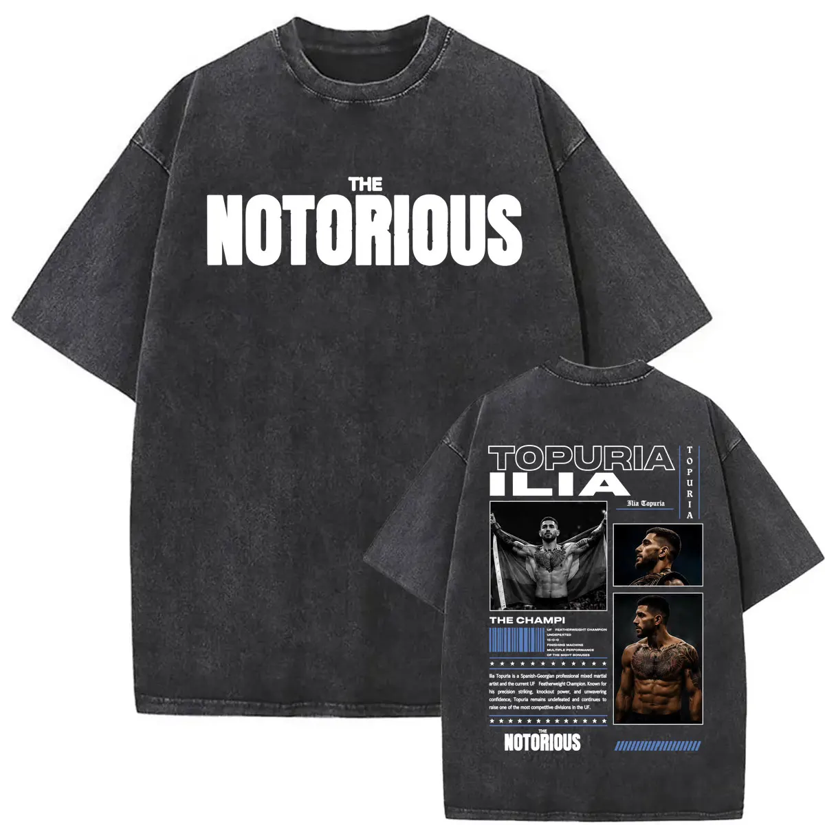 The Notorious El Matador Ilia Topuria Vintage Washed T Shirts Men Women Harajuku Violence Aesthetic T-shirt Casual Loose T Shirt
