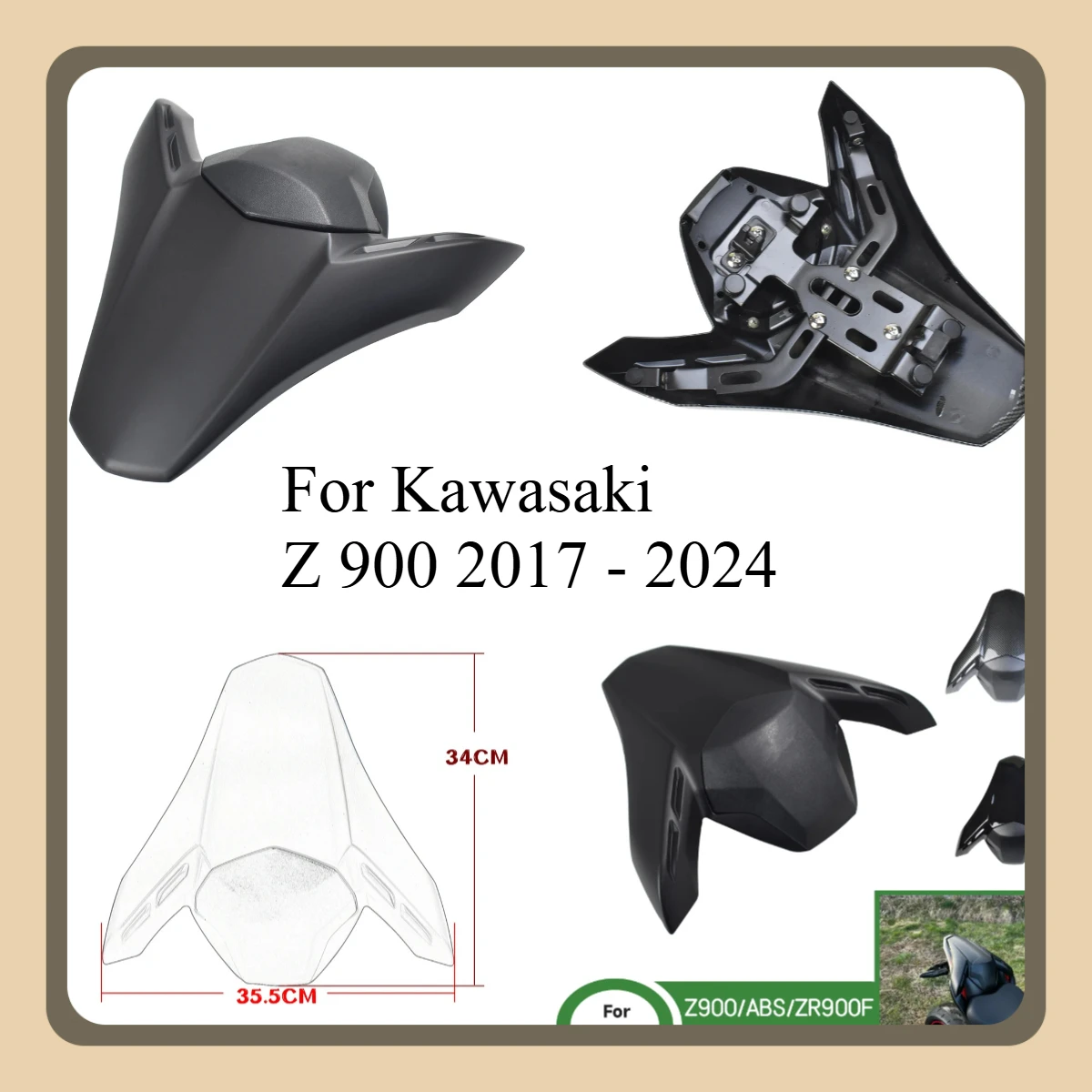 Motorcycle Z900 Rear Seat Tail Cover Accessories For Kawasaki Z 900 2017 - 2024 Seat Cover Fairing Cowl Rear Passenger Pillion