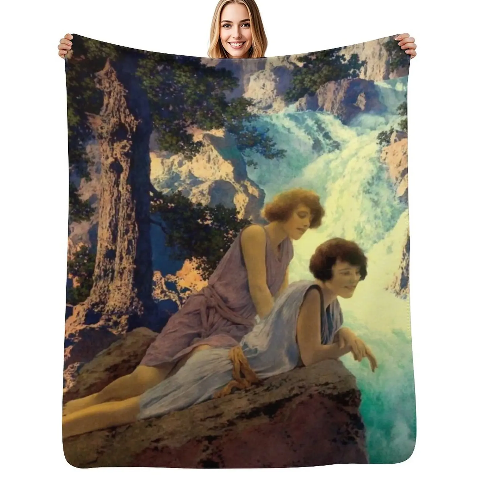 

Maxfield Parrish. Waterfall Throw Blanket wednesday Polar valentine gift ideas Thermal Blankets