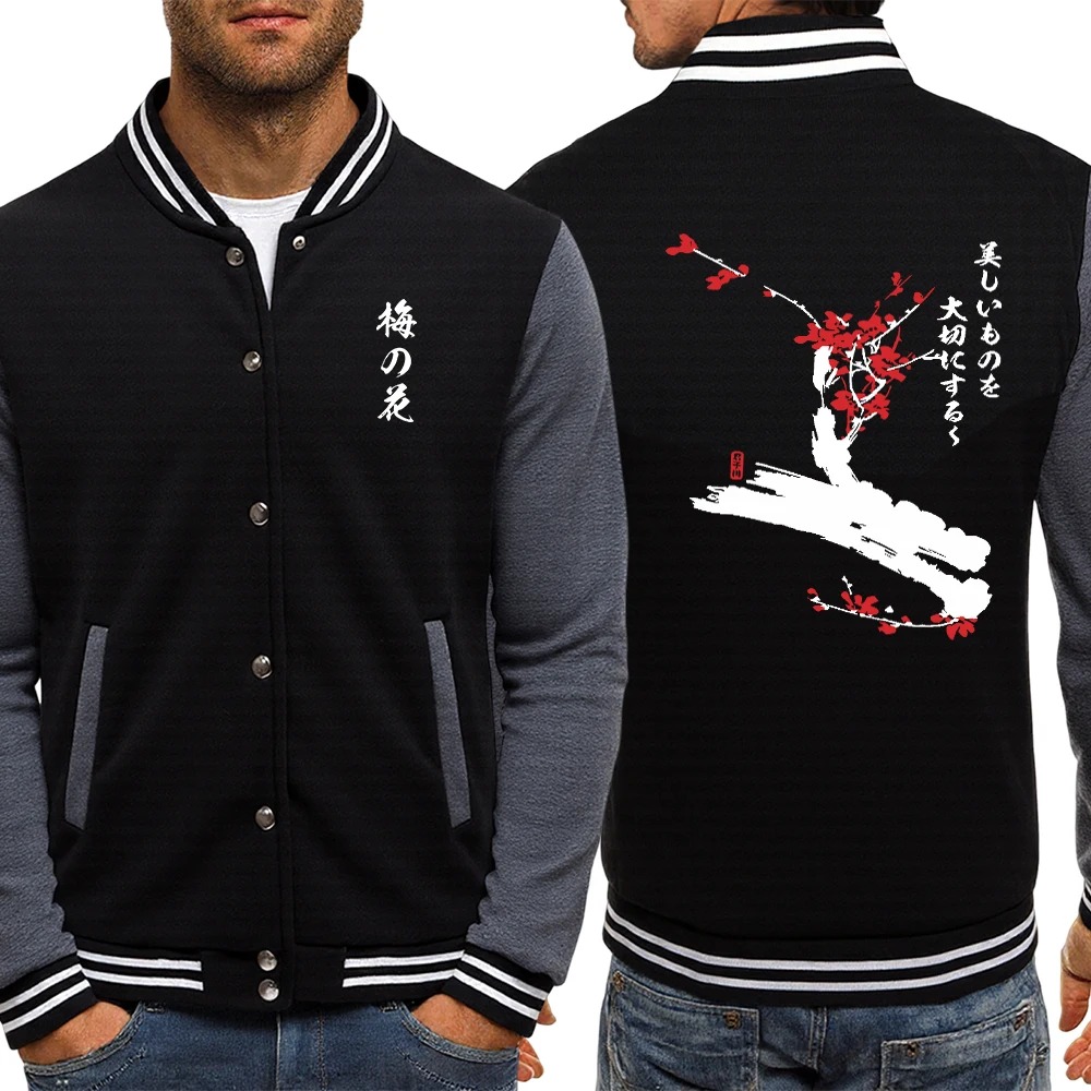 

Harajuku Cherry Blossom Branches Pattern Пуловеры для пар с карманами и круглым вырезом Одежда Дышащий мягкий топ Винтажная базовая куртка