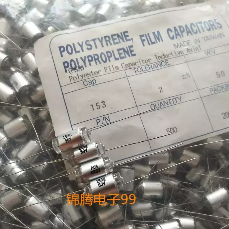 10-100pcs polystyrene film capacitor 15000PF 50V 0.015UF 153G high-precision axial non-polar capacitor
