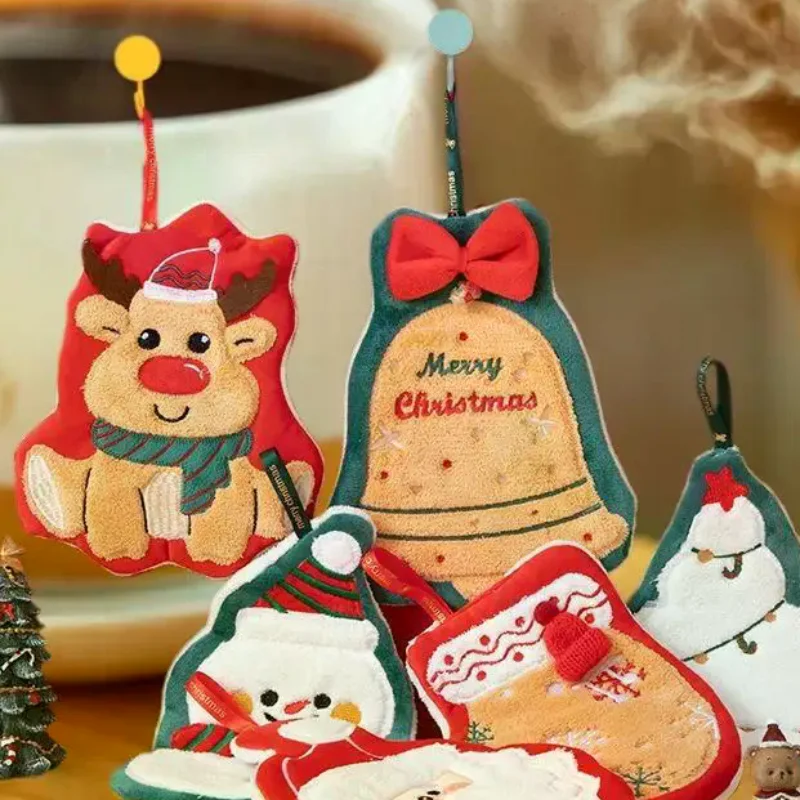 

Милое рождественское чистящее полотенце, коралловое бархатное полотенце для рук, снеговик, подвесная впитывающая тряпка для мытья посуды, мягкая тряпка для чистки