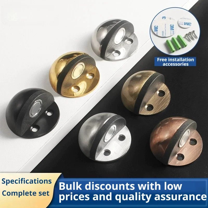 Stainless Steel Turtle Top Magnetic Door Stopper Anti-Collision No-Drill Floor Mount Bumper for Bathroom Glass & Bedroom Doors