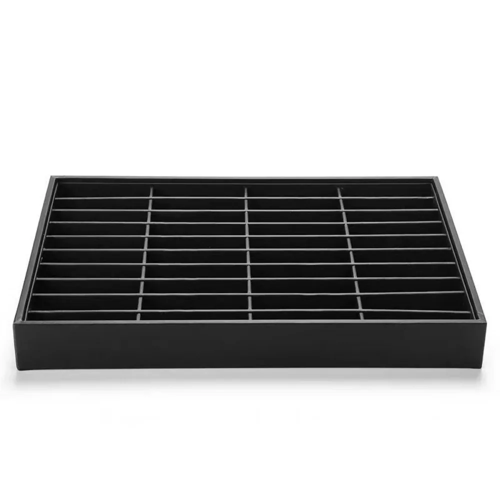 

Stackable Jewelry Display Tray Multi Compartments Flat Bottom PU Leather Jewelry Pallet Wear-resistant Anti-slip