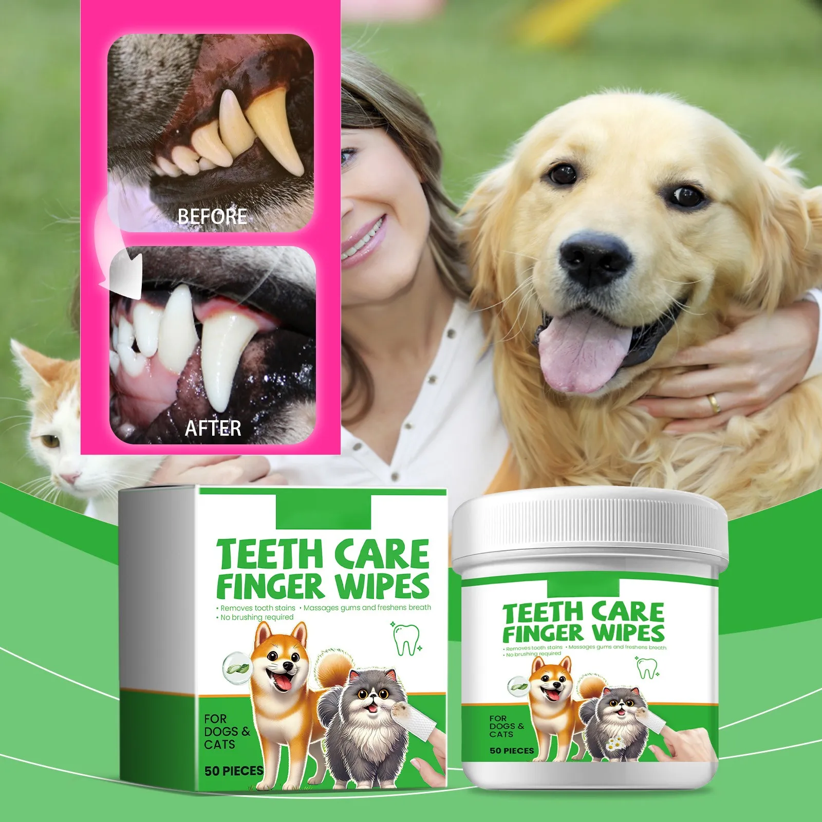 الحيوانات الأليفة تنظيف الأسنان غطاء الاصبع المتاح إصبع المهد إزالة الجير جرو تبييض الأسنان الكلاب العناية بالفم تنظيف الأسنان مناديل مبللة #1