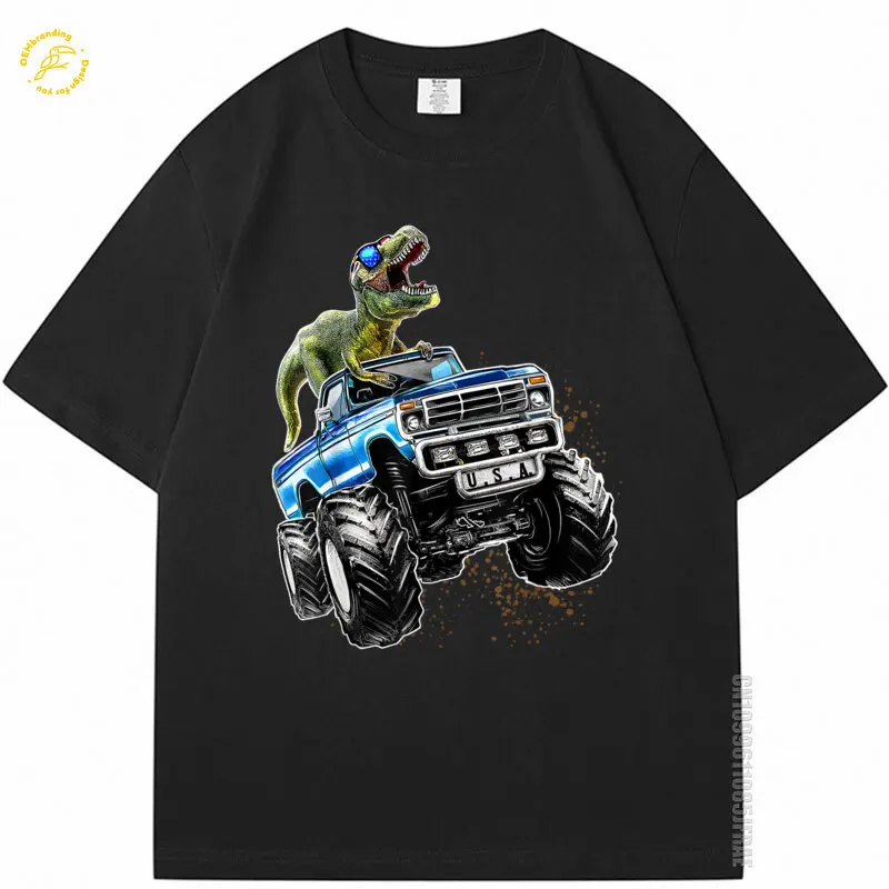 

Fun Tshirt T Rex Dinosaur Monster Truck Patriotic Birthday Gift Men 2025 Tee Oversize T-Shirt Топики Одежда Y2K Ropa Para Hombre