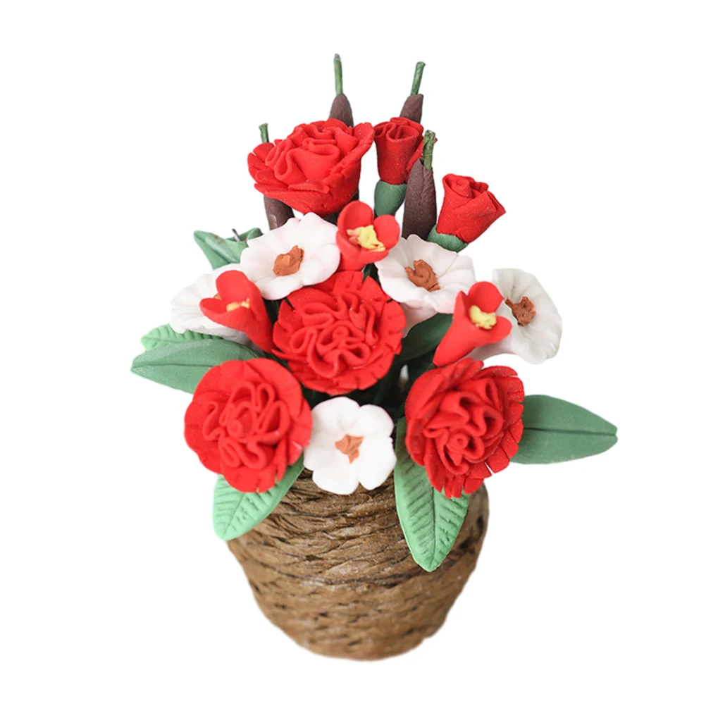 

Mini Flower Miniature Dollhouse Flowers Tiny Decoration Vase Clay Potted Plants for Toys