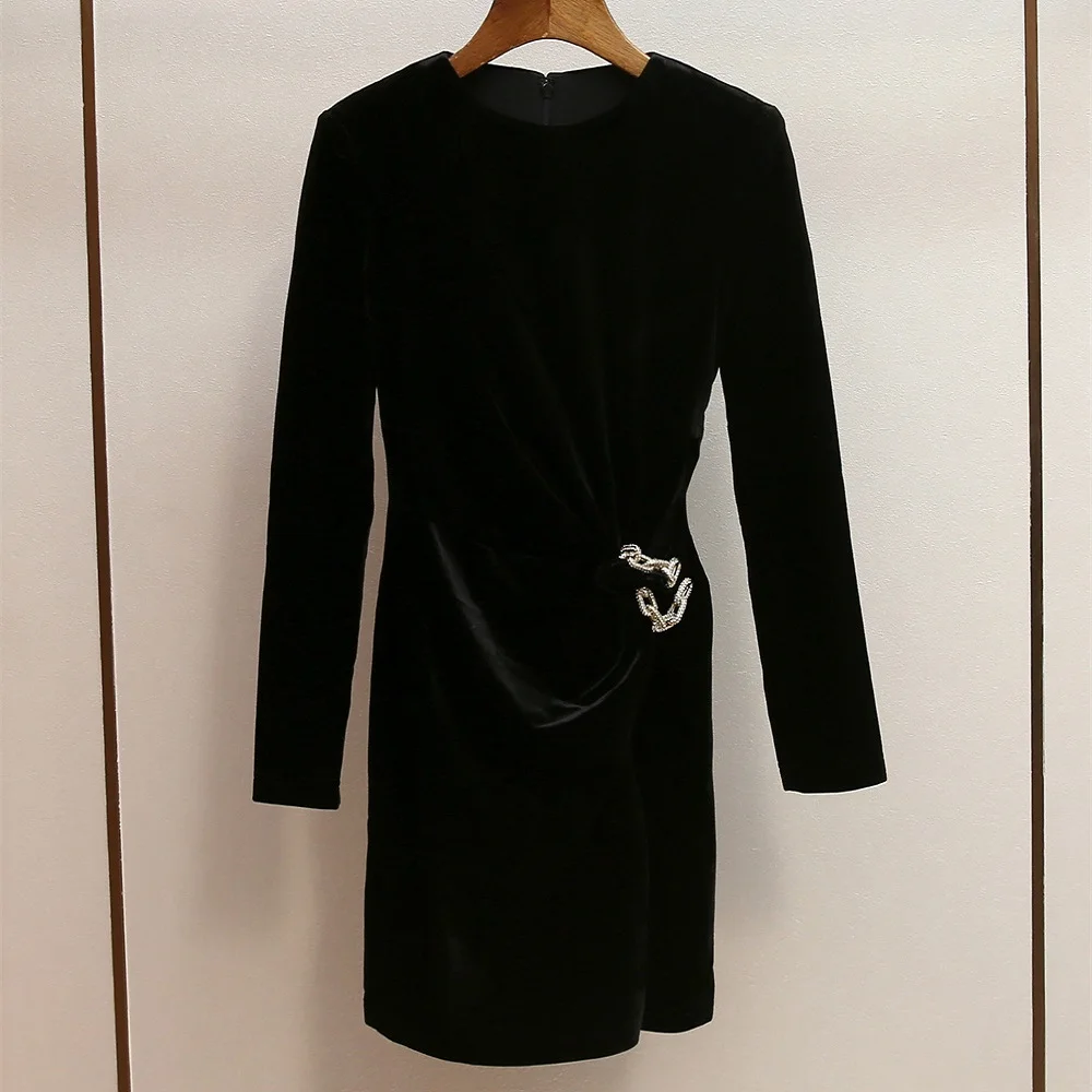 2025, elegantes Winterkleid für Damen, Samt, ausgehöhlt, Kette, Korsett, figurbetonter Damenrock, Y2K New Fashion Party Dress BH