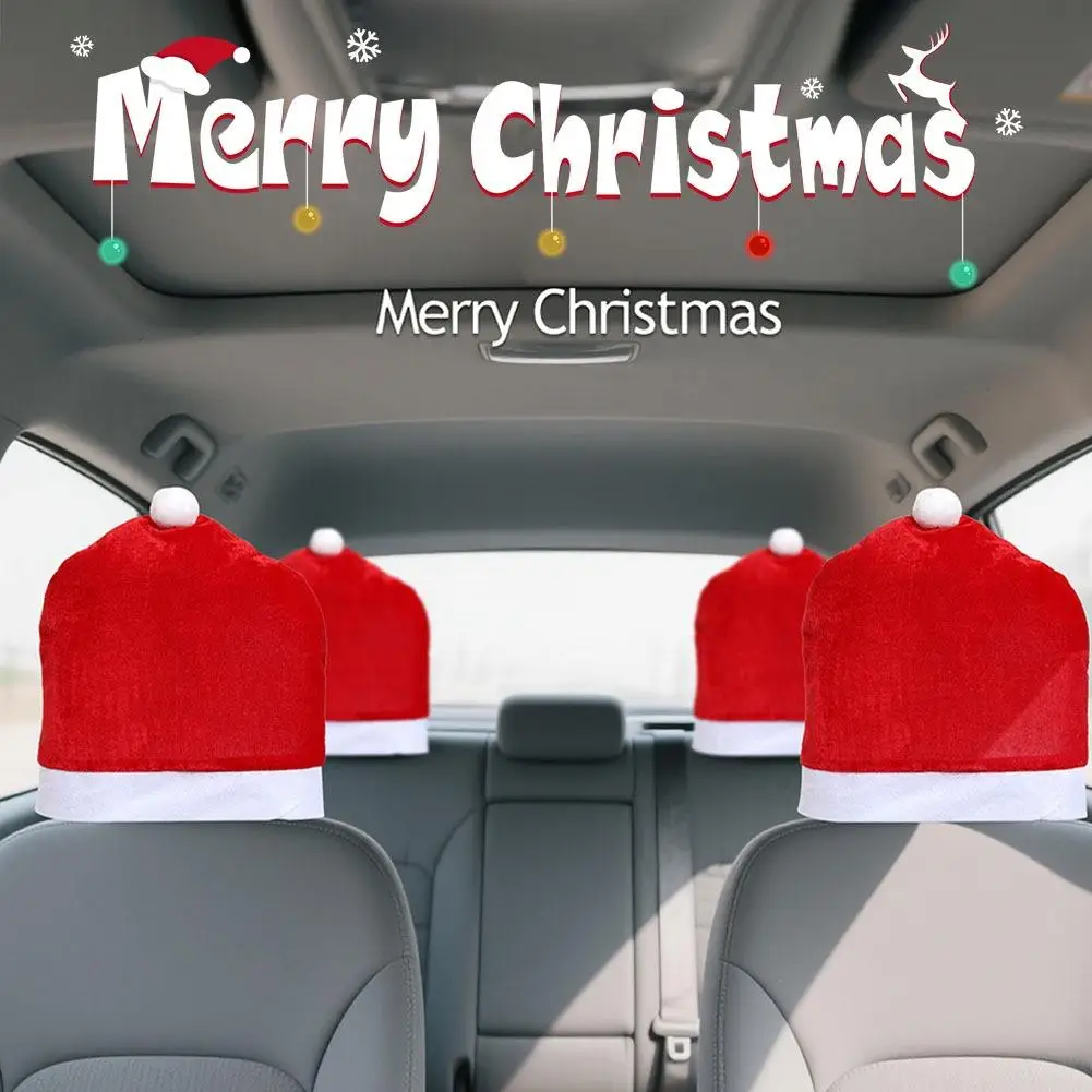 デスク/車椅子カバー クリスマスカーシートヘッドレスト装飾カバー クリスマスカーデコレーション帽子アクセサリー