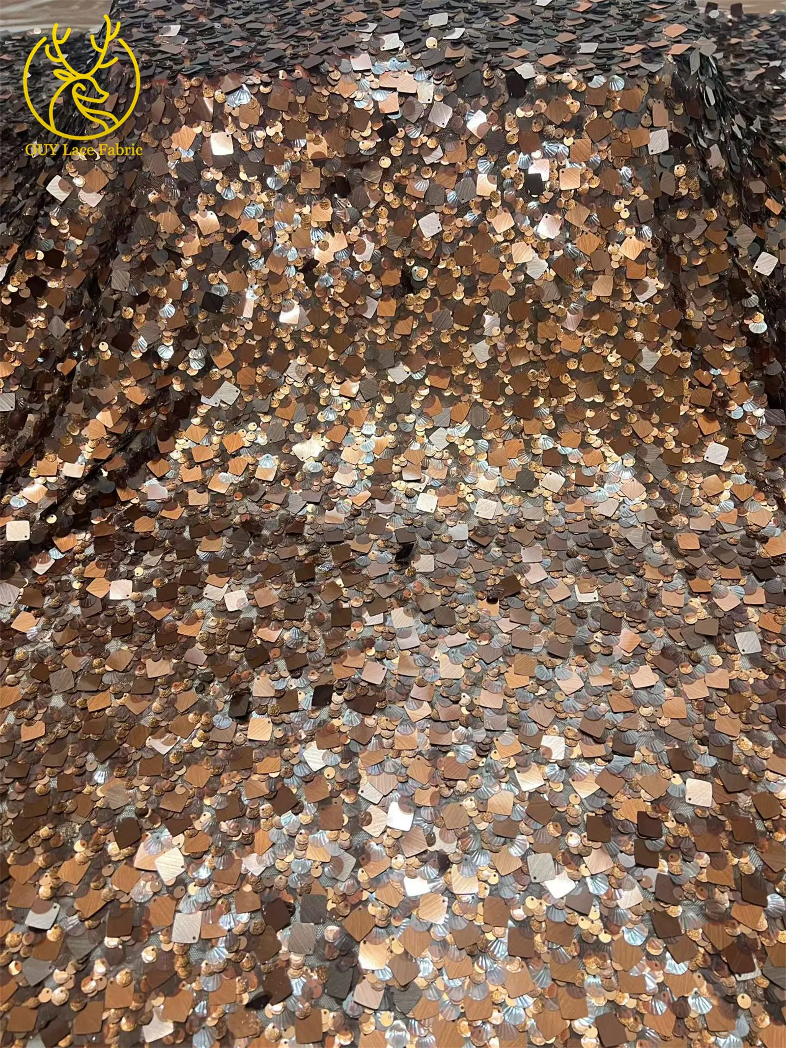 Neuer Stil, hochwertiger Tüll-Pailletten-Spitzenstoff, 2026, luxuriöser afrikanischer Spitzenstoff für nigerianische Hochzeiten, Abendkleider, Nähen, 5 Yards – Detail 10
