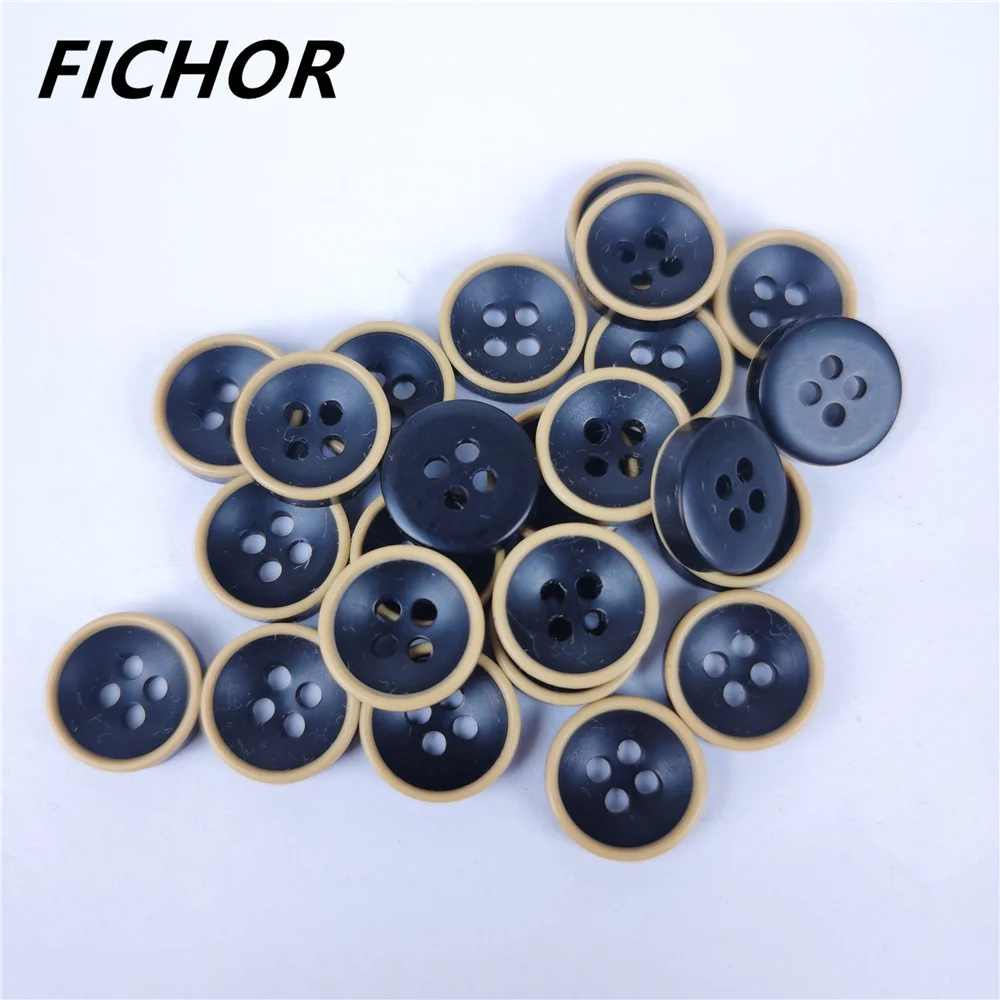 30/50pcs 11mm 4 Holes Brown Circle Black Buttons Handmade Decorative Button for Apparel DIY Sewing Accessories Plastic Buttons