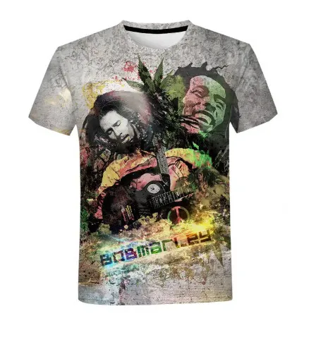 Summer T-Shirt Short Sleeve Fashion Cool Breathable Casual Adult Kids Teen Identical 3d Casual Kids Bob Marley T-Shirt