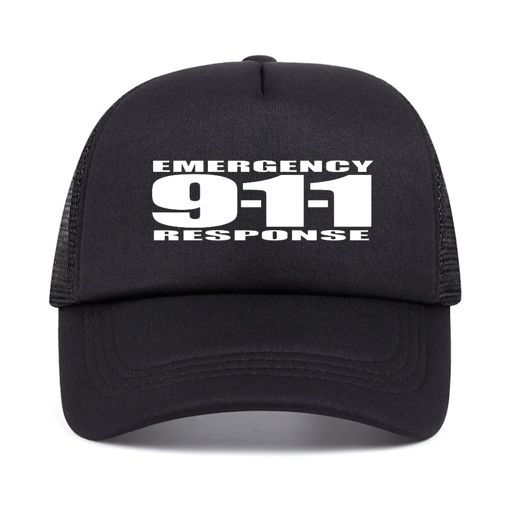 Cartoon 911 Emergency Response Baseball Cap Men Women Outdoor Summer Adjustable visor Hat mesh breathable Trucker hats
