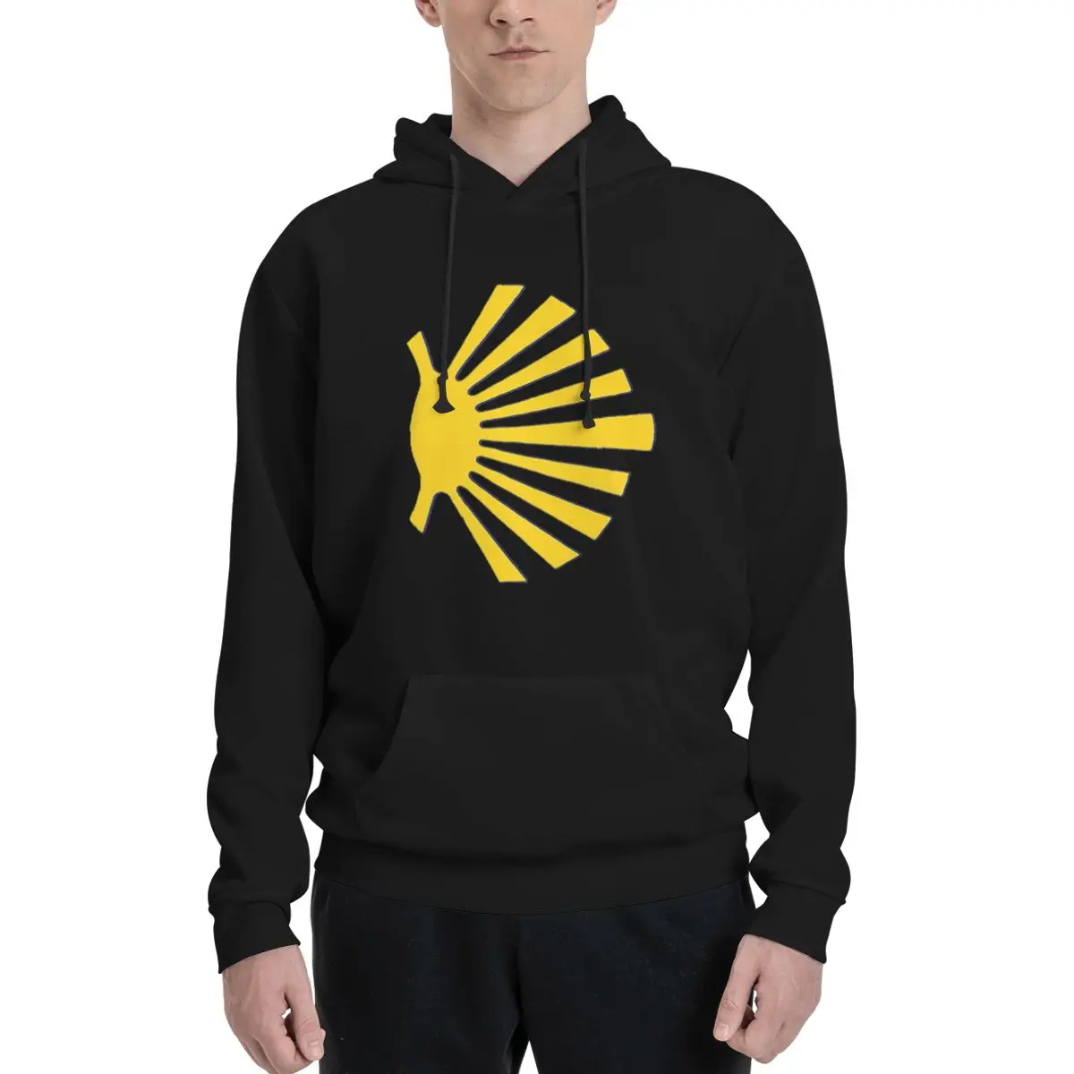 Camino De Santiago Symbol Large Yellow Scallop Shell Hoodies Men Women Pullover Sweatshirt Long Sleeve Streetwear Autumn Winter