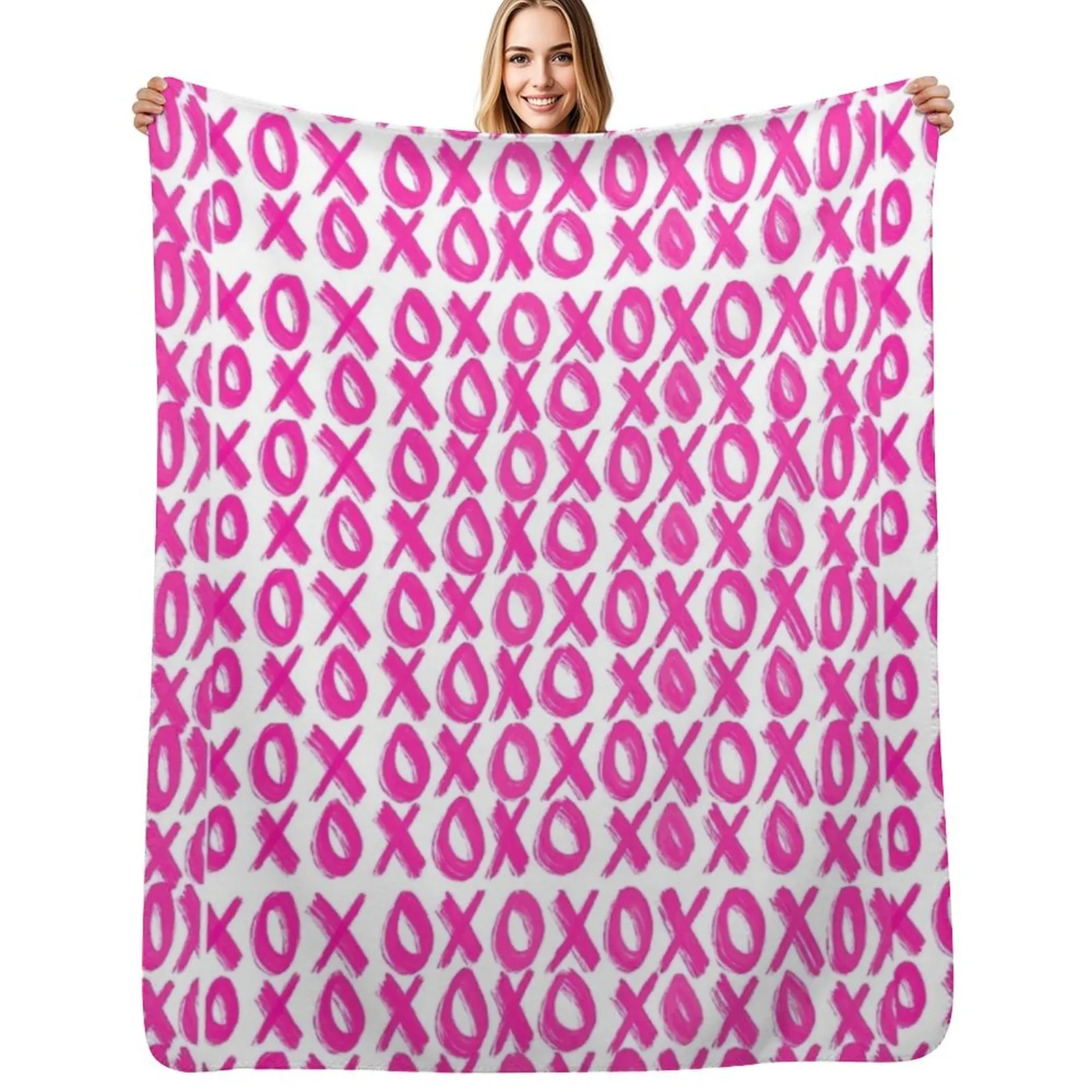 pink xoxo print Throw Blanket All Season Lightweight Soft Blanket for Bed