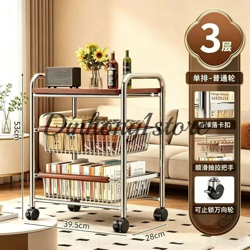 multi-functional crevice trolley, multi-layer fruit and vegetable kitchen vegetable basket movable storage rack