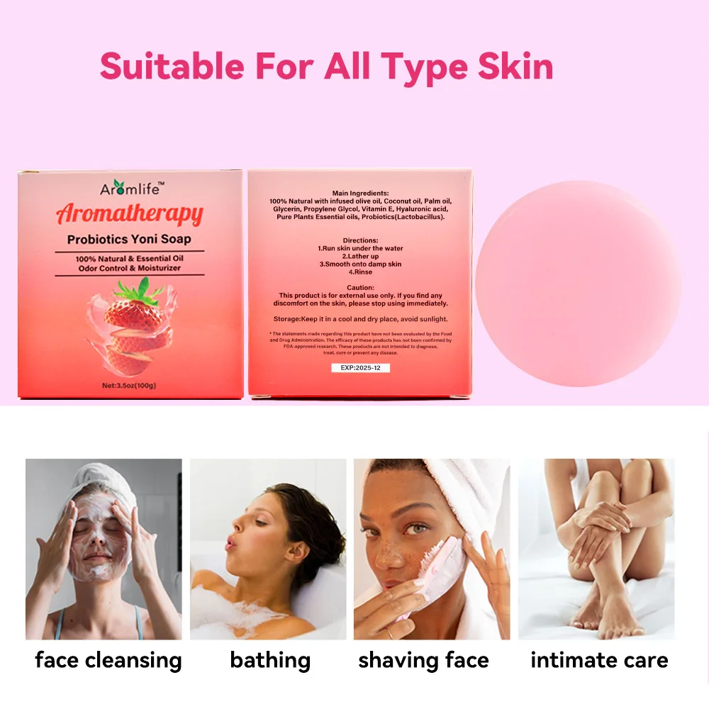 2 Pcs All Natural Probiotics Yoni Soap Women Private Parts Abnormal Itching Odor Anti Bacteria Vaginal PH Balance Cleansing Bar