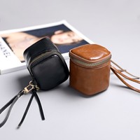 Mini Vintage Leather Coin Purse for Women，Portable Lipstick Organizer Handbag,Bag for Lip Gloss Lip Balm Headphone Earphone Keys