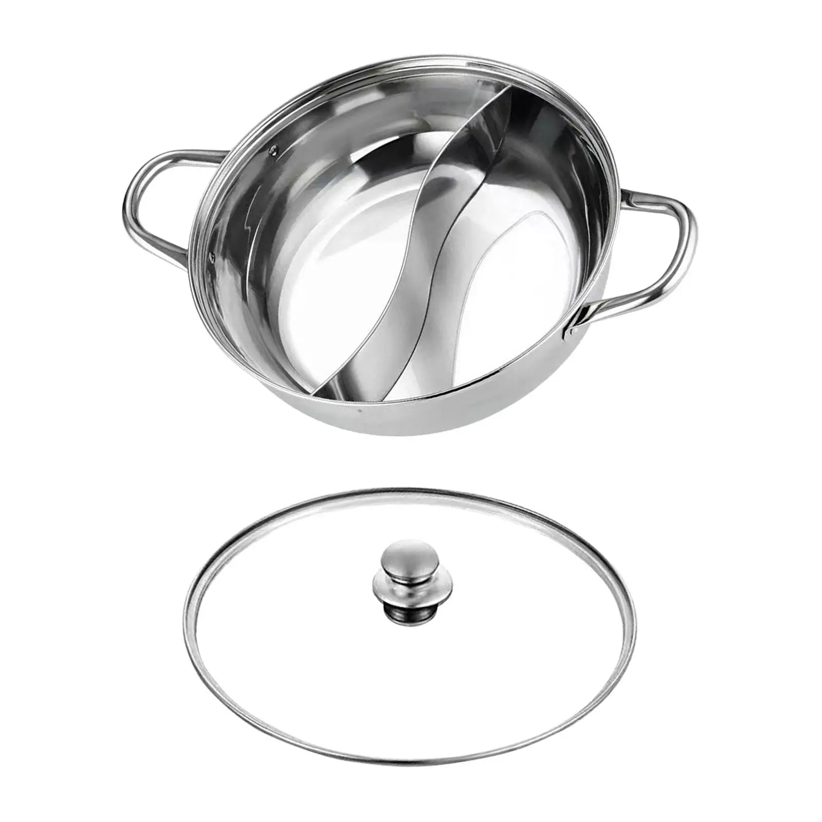 Stainless Steel Double Sided Hot Pot with Divider Quick Heat Induction Cooker for Kitchen and Restaurant