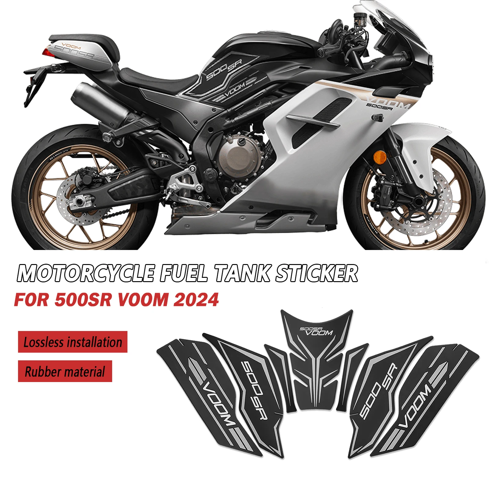 FOR CFMOTO 500 SR SR500 500SR VOOM 2024 Motorcycle Stickers Rubber Tank Pad Protector Side Non-Slip Protection Decals