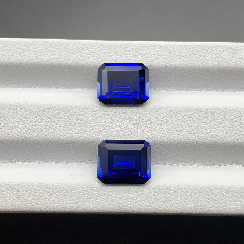

Premium Box Large Blue Sapphire Emerald Cut for Jewelry Making Gem Collection DIY Sapphire Stone Test Mohs Hardness Gems