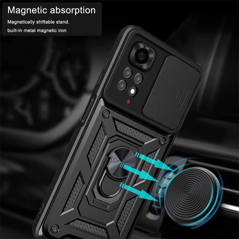 For Xiaomi Redmi Note 11 11S Case Magnetic Car Holder Ring Stand Shockproof Armor Phone Cases for Redmi Note 11 Pro Back Cover