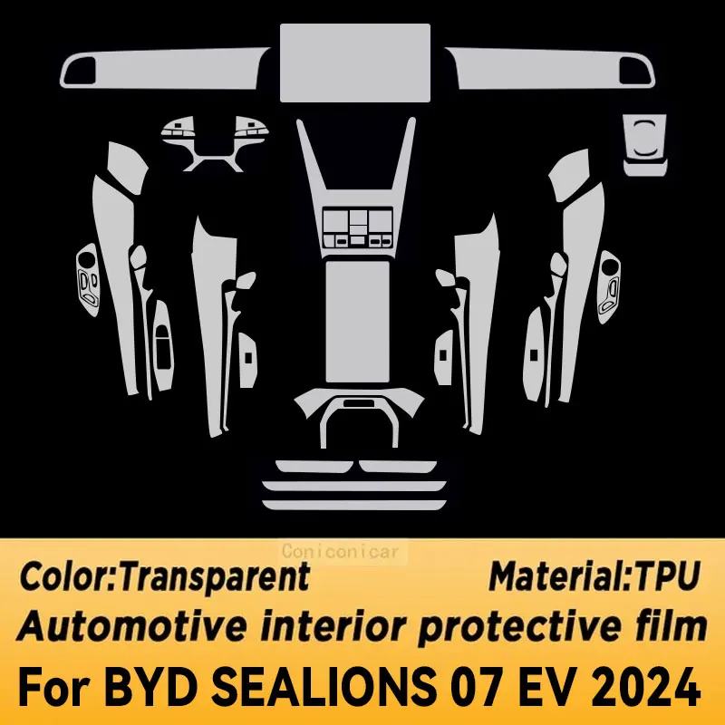 For BYD SEALIONS 07 EV 2024 Gearbox Panel Navigation Automotive Interior Screen TPU Protective Cover Anti-Scratch Film