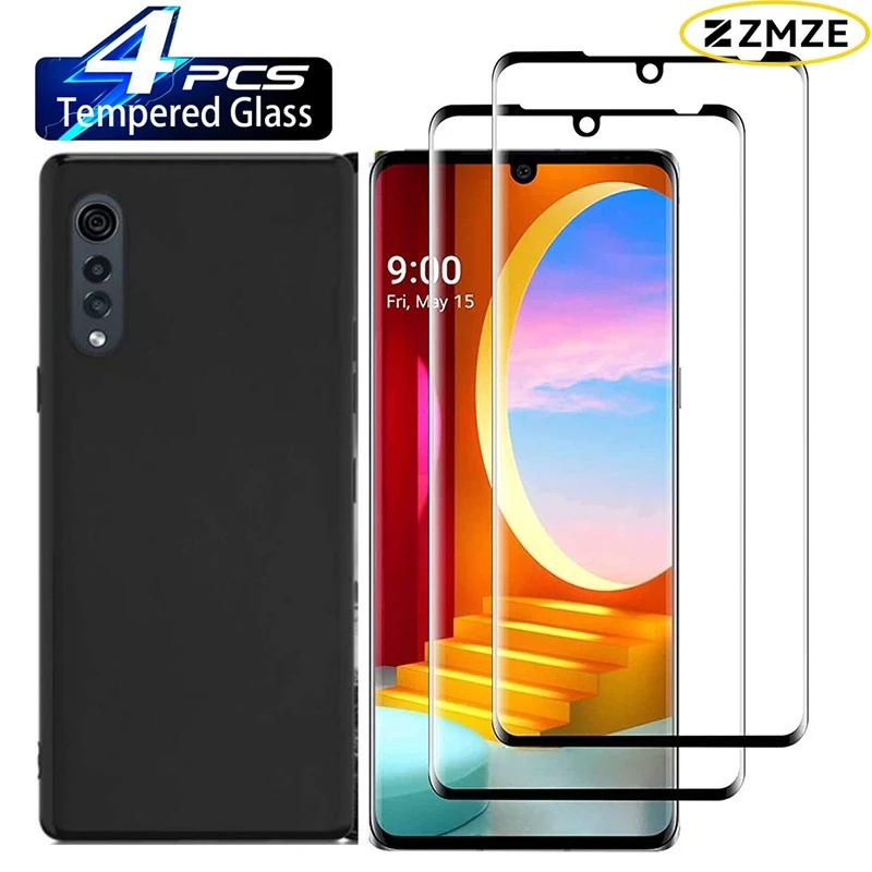 Protector de pantalla de vidrio templado curvado 3D para LG Velvet HD, película templada de alta definición para LG Velvet 5G UW, 3/4 Uds.
