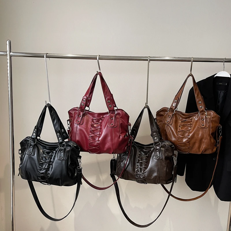 

Vintage Coffee Shoulder Bag High End Lady Commute Handbag Quality Pu Leather Crossobdy Travel Tote Bag Female Big Shopping Bag