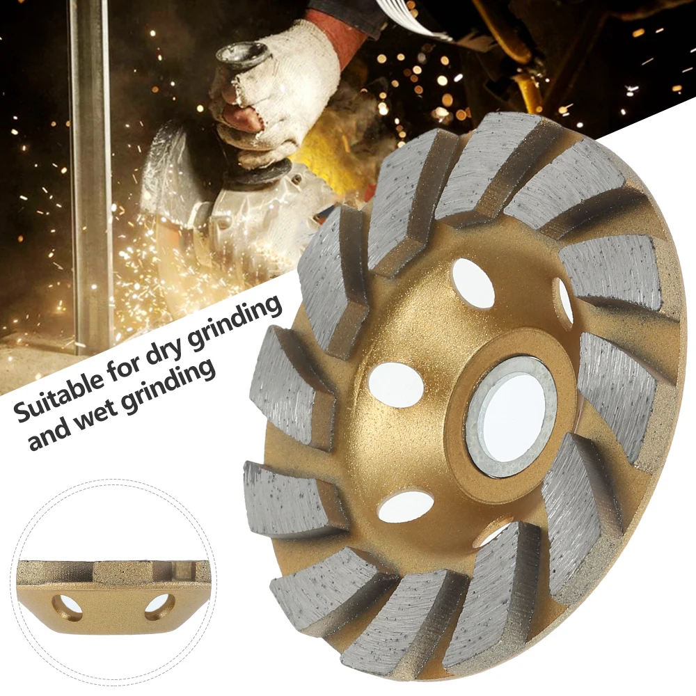 4In Diamond Grinding Wheel HHS Heavy Duty Turbo Row Diamond Grinding Wheel Disc Angle Grinder Disc for Concrete Granite Marble