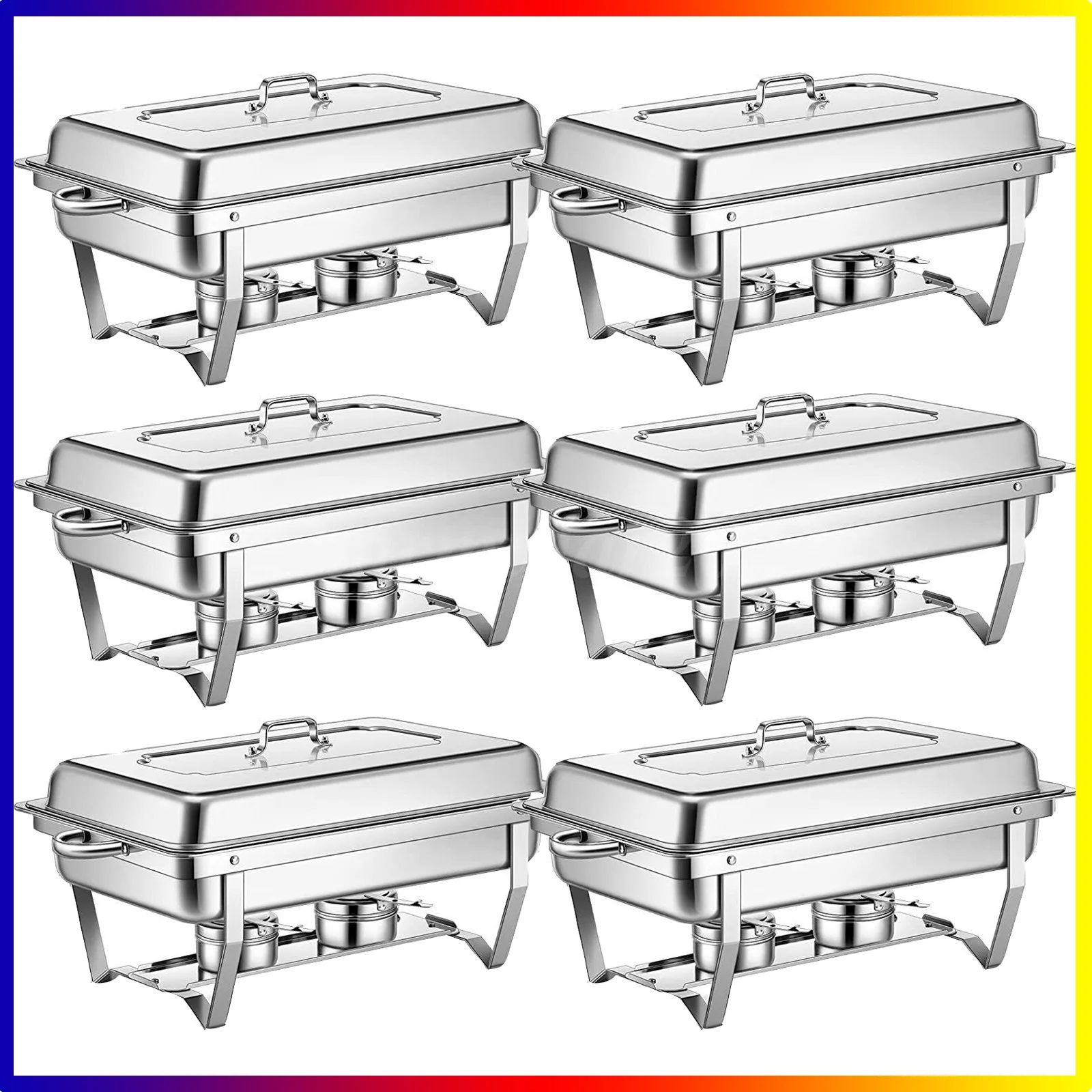 

6 Pack 8 QT Stainless Steel Chafer Chafing Dish Sets Catering Food Warmer United States