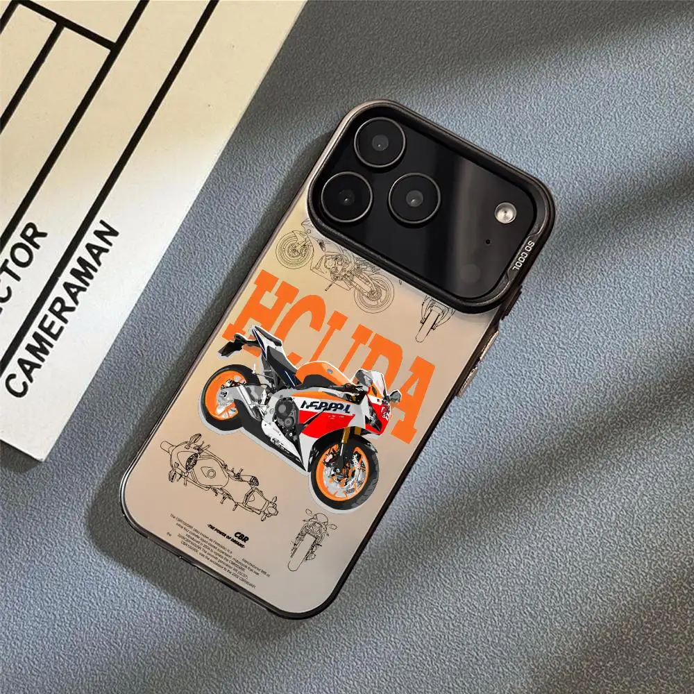 C-Civic نوع Cbr موتو جراب هاتف آيفون 17 16 15 14 13 12 11 برو ماكس الهواء ماتي ليزر أورورا للصدمات فوندا