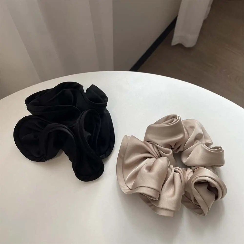 French Luxury Temperament Fairy Elegant Soild Color Female Hair Rope Hair Ring Korean Style Hair Band Ruffles Satin Scrunchies