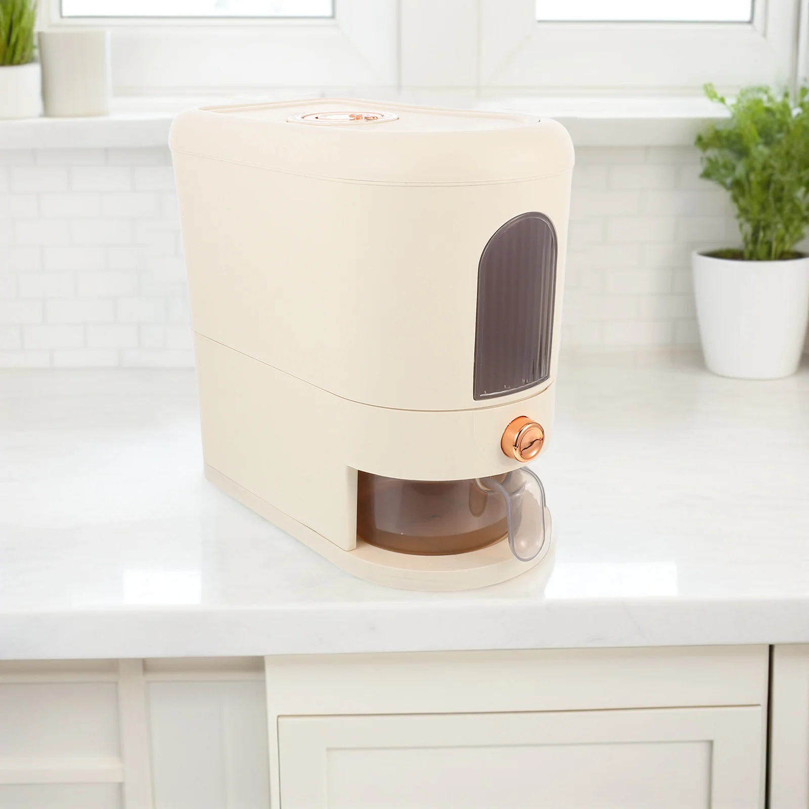 

Clear Rice Holder Dispenser Airtight Grain Storage Container with Operation for Kitchen Pantry and Clean