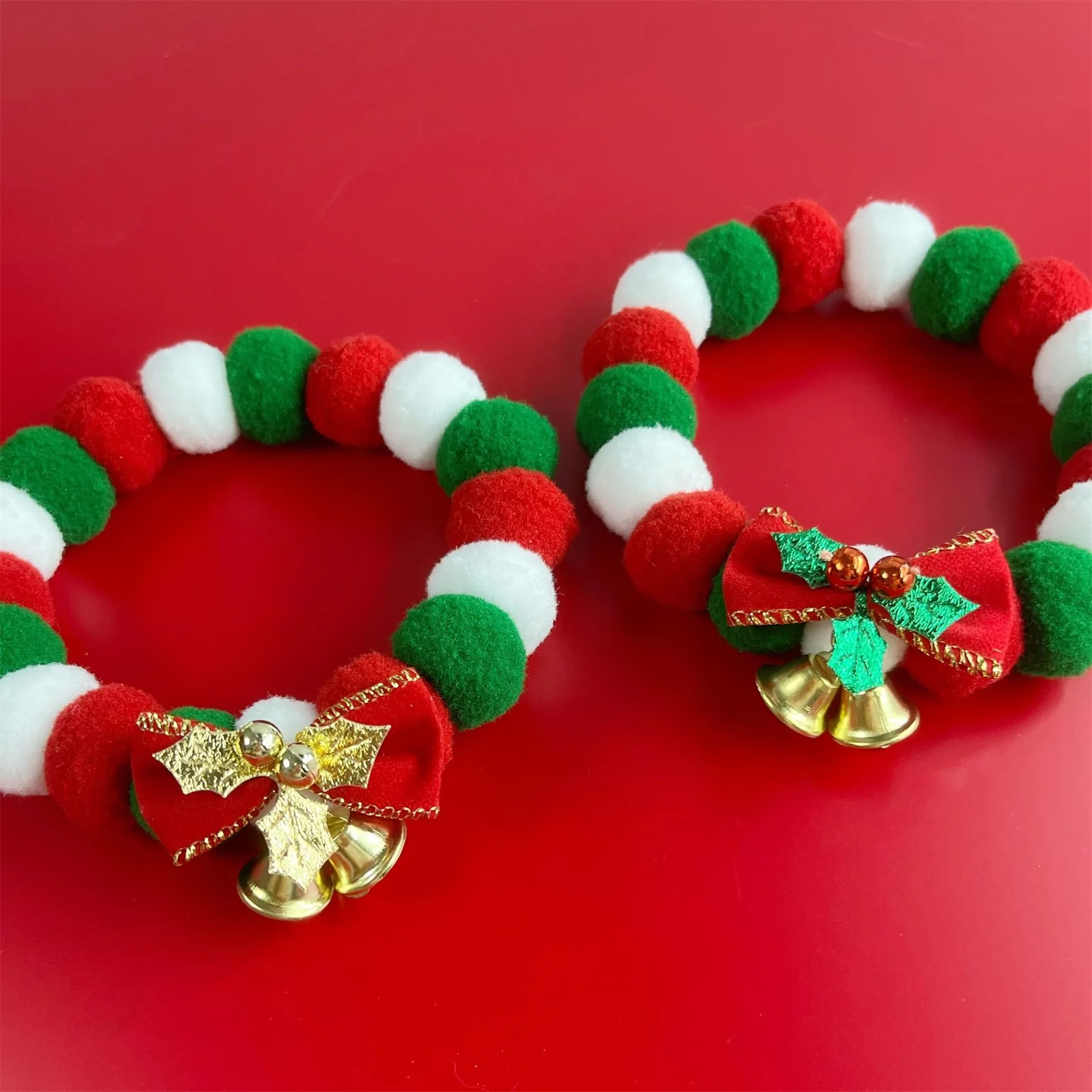 Christmas Bow Collar Cat Collar Elastic Cute Pet Collar with Bell Soft Dog Collar Puppy Kitten Clothing Accessories