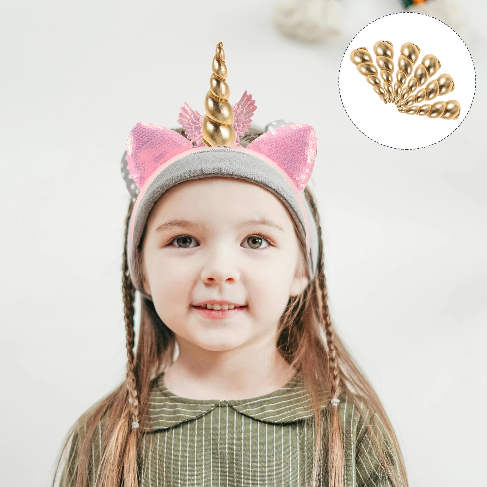 

6pcs Kids Party Headwear Children Hair Bands Girls Unicorn Horn DIY Accessories Comfortable Vibrant Colors Toddler Costumes