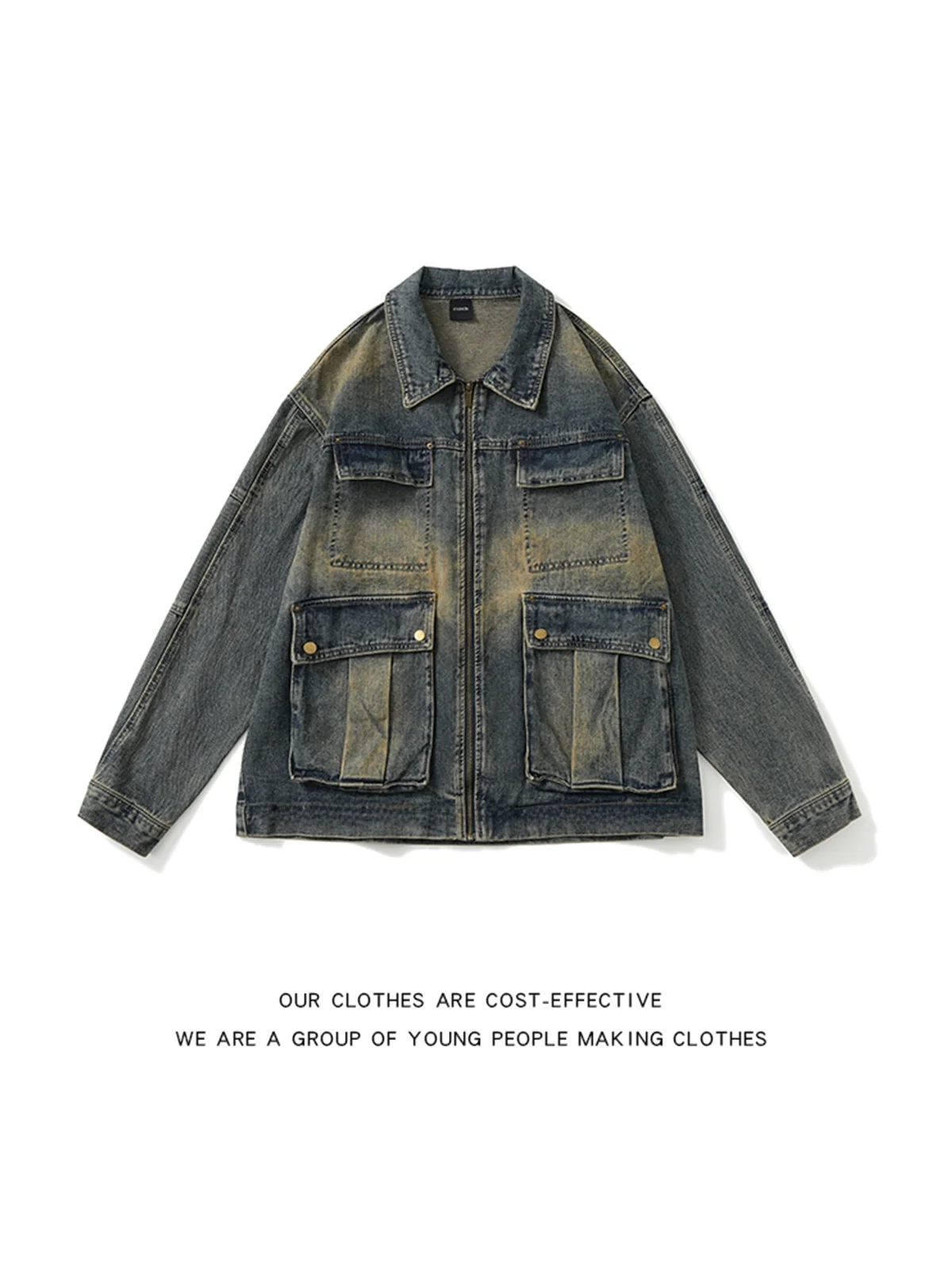 

Мужская джинсовая куртка с американской талией в стиле ретро, весенне-осенняя новая свободная повседневная рабочая одежда, пальто с большими кетми, молодежная мода