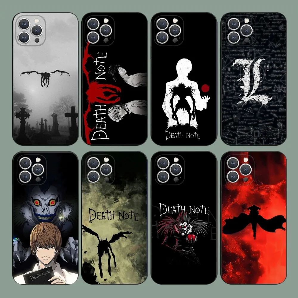 D-Death Note Anime Phone Case For iPhone 15,14,13,12,11,Plus,Pro Max,XS,X,XR,SE,Mini,8,7 Soft Silicone Black Cover