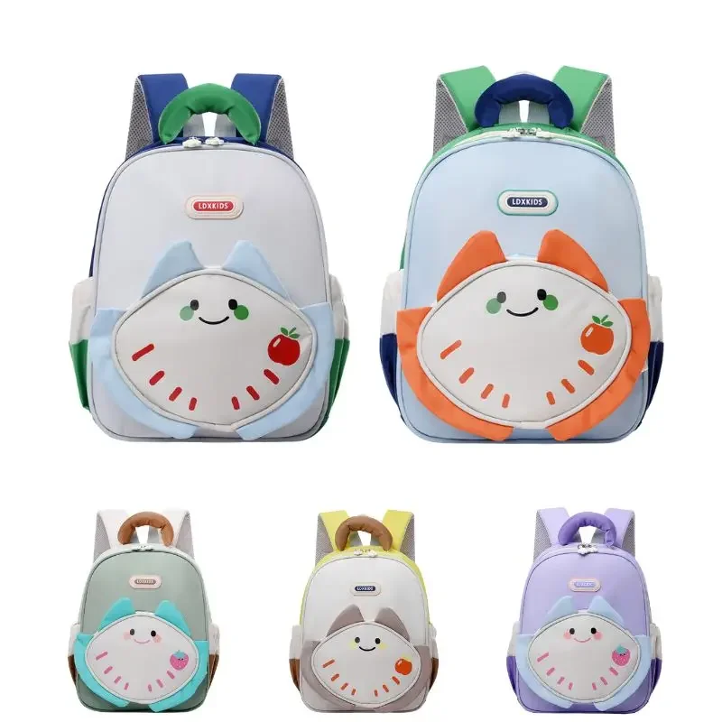 Mochila infantil leve para meninos e meninas, mochila fofa de desenho animado de morango para crianças do jardim de infância elementar