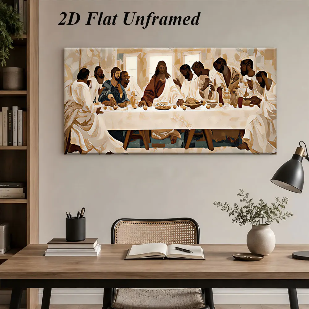 (1PC Unframe)1 Christian religious decoration painting, Last Supper, modern minimalist living room, bedroom, office, frameless