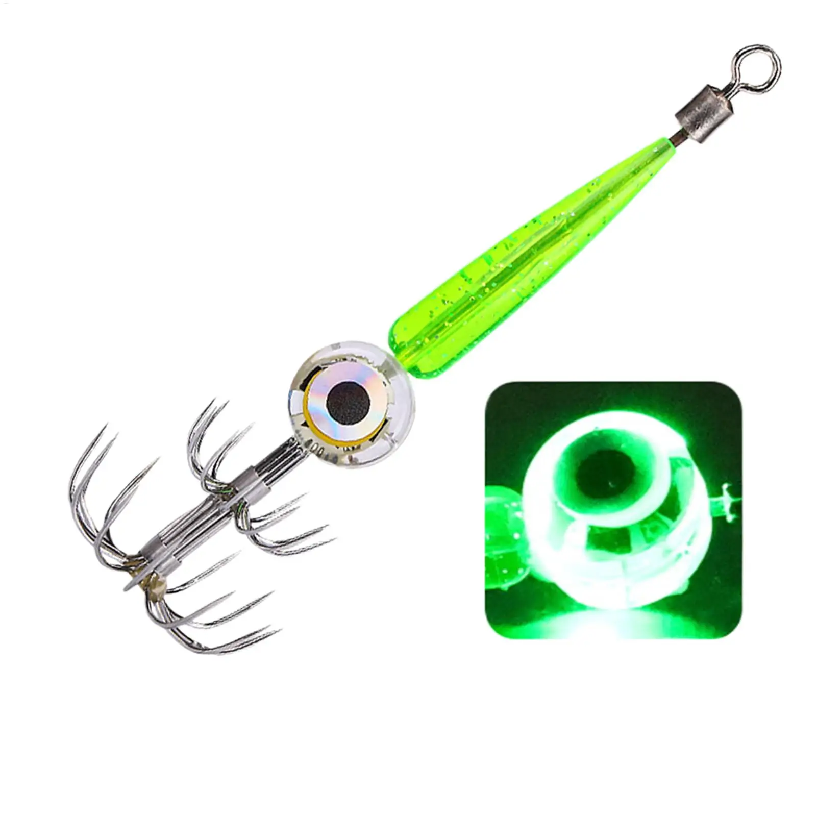 LED Glow Squid Jig Hooks Electronic Saltwater Fishing Lure Kit With Underwater Flasher Light, Waterproof Squid Lures Night Fish