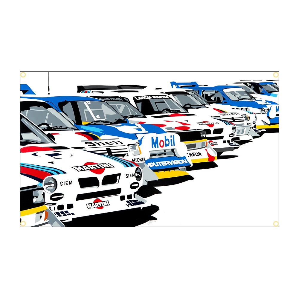Martinis Racing Car Flag Banner, Polyester Printed, Racing Car Poster, 60x90cm, 90x150cm, Decor for Auto Enthusiasts, Room Decor