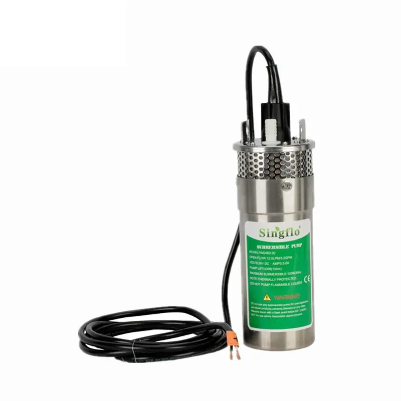 TLF Singflo YM2460-30 12LPM 720LPH 100M Lift 24 Volt Dc Deep Well Submersible Solar Powered Water Pump