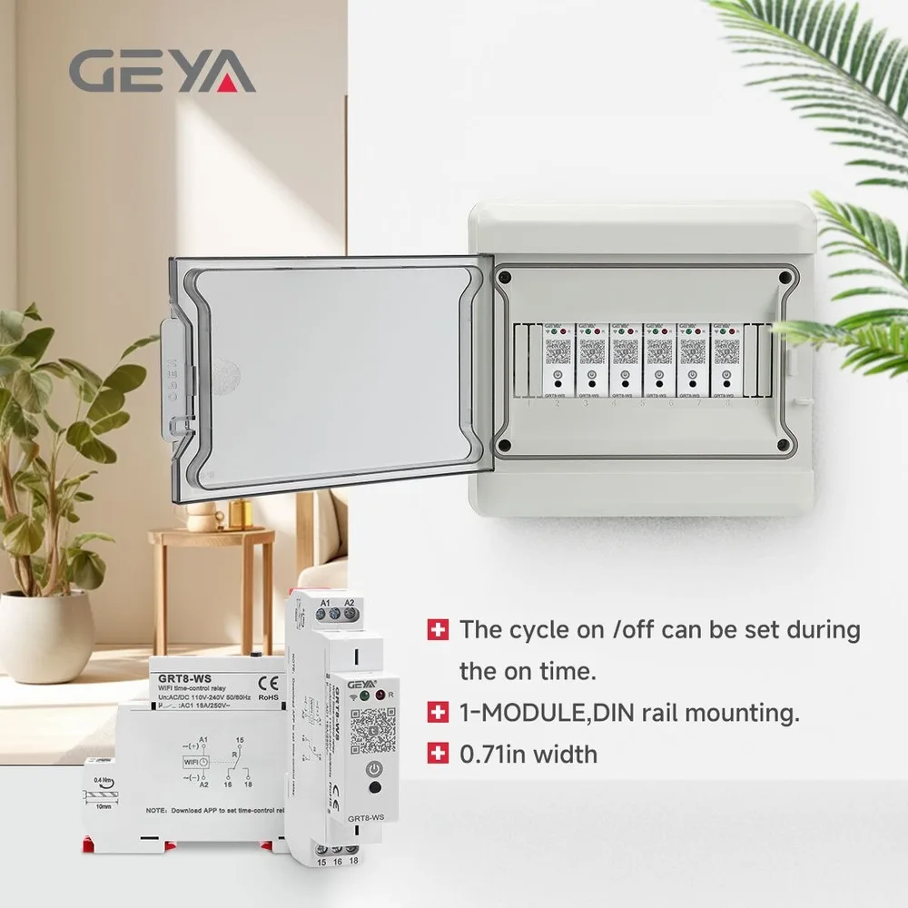 GEYA Tuya Smart Wifi Time-Control Relay Switch Wireless Remote 16A AC/DC110-240V for Smart Home Wireless Control Switch